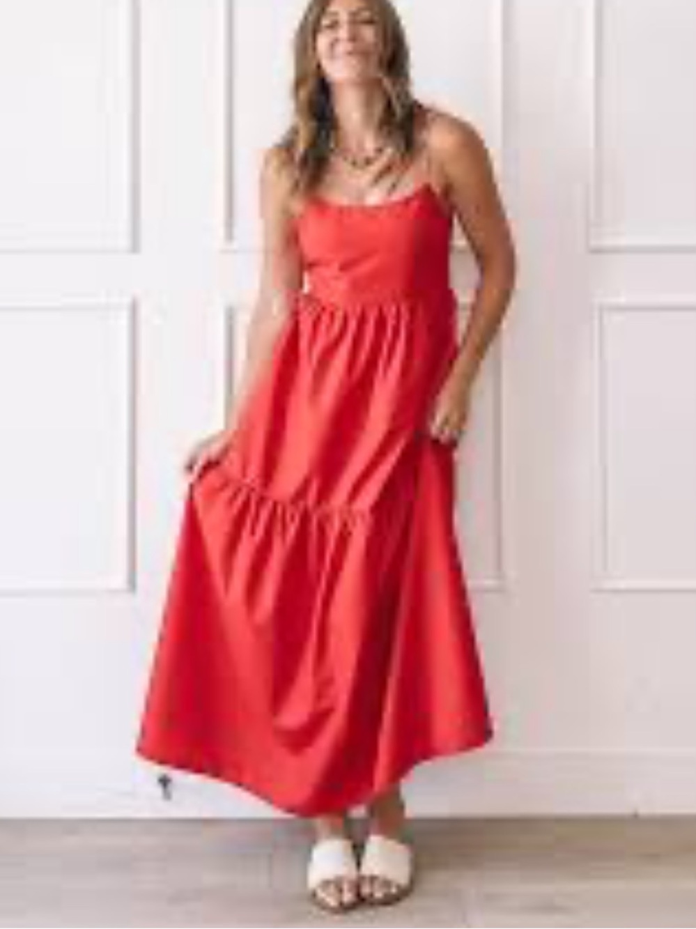 NWT Commense Solid Backless Long Dress Red Small